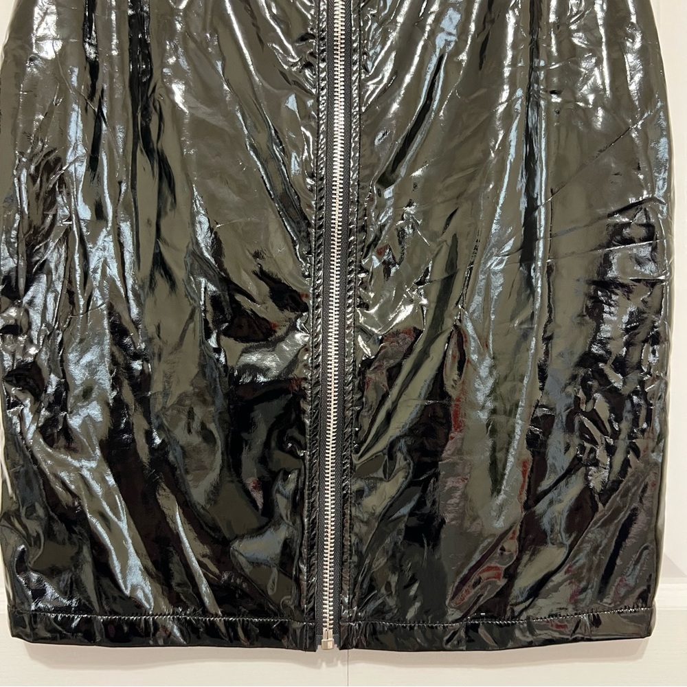 Disturbia Black Vinyl Pencil Skirt Back Zip Knee Length US Size 10 - Picture 8 of 13